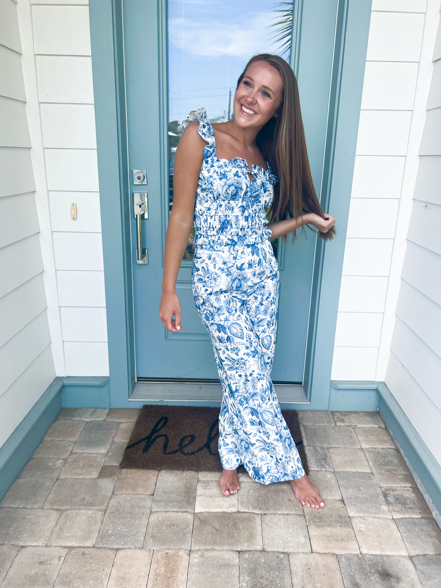 Toile Print Wide Leg Pant