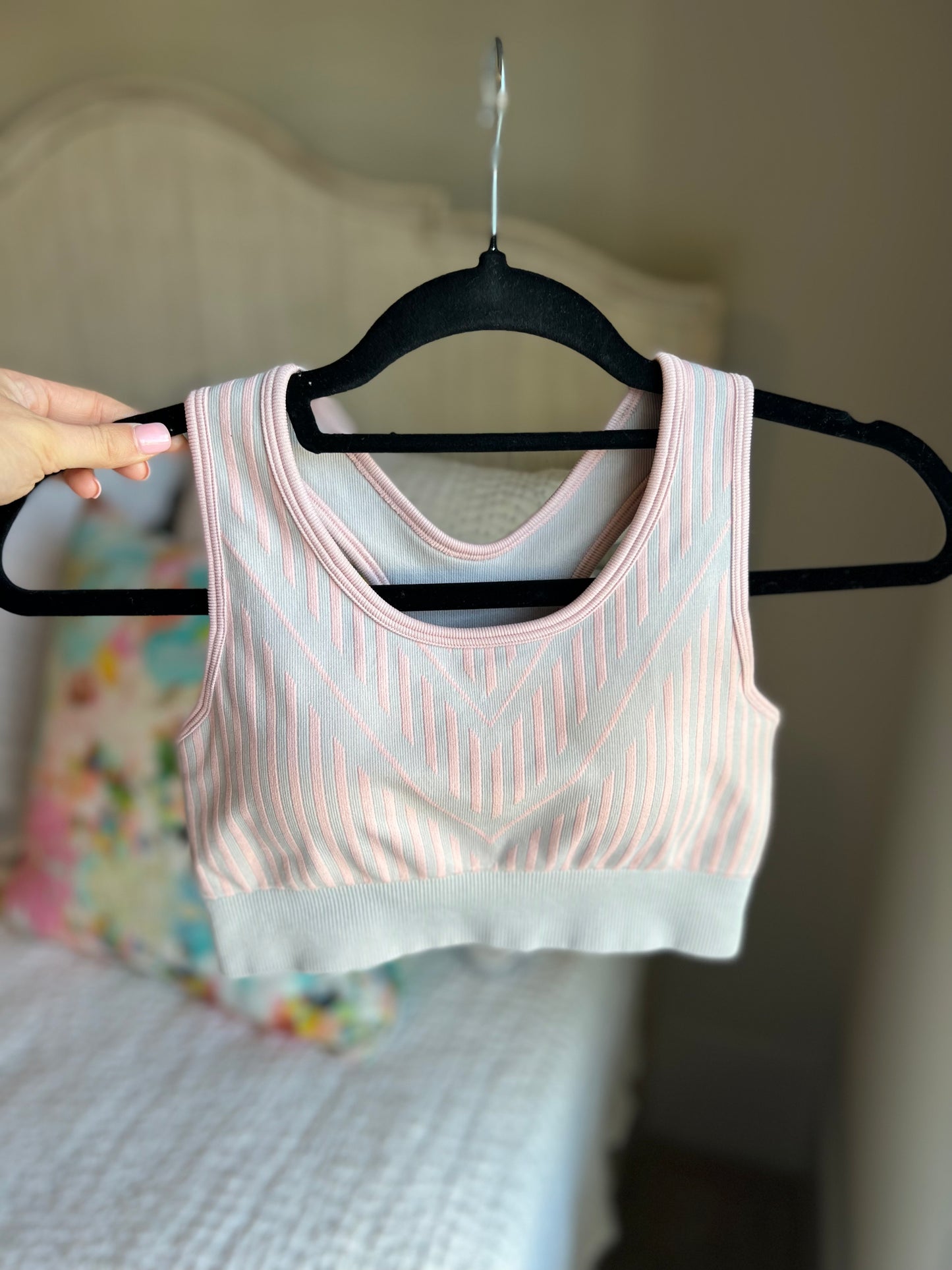 Bubble Gum Ribbed Sports Bra