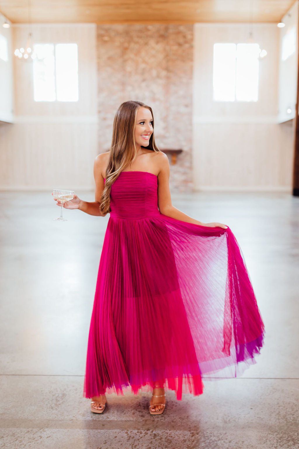 The Parker Tulle Dress in Magenta