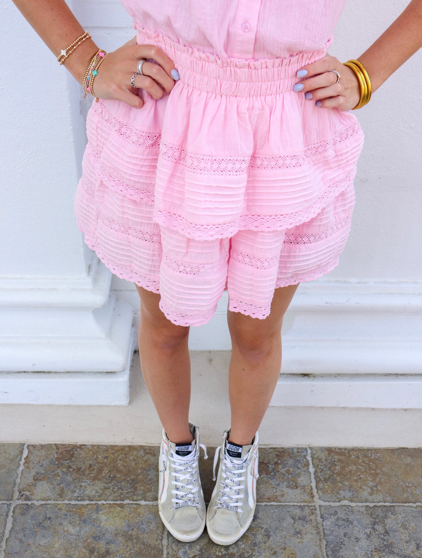 Lucy Ruffled Skirt in Pink