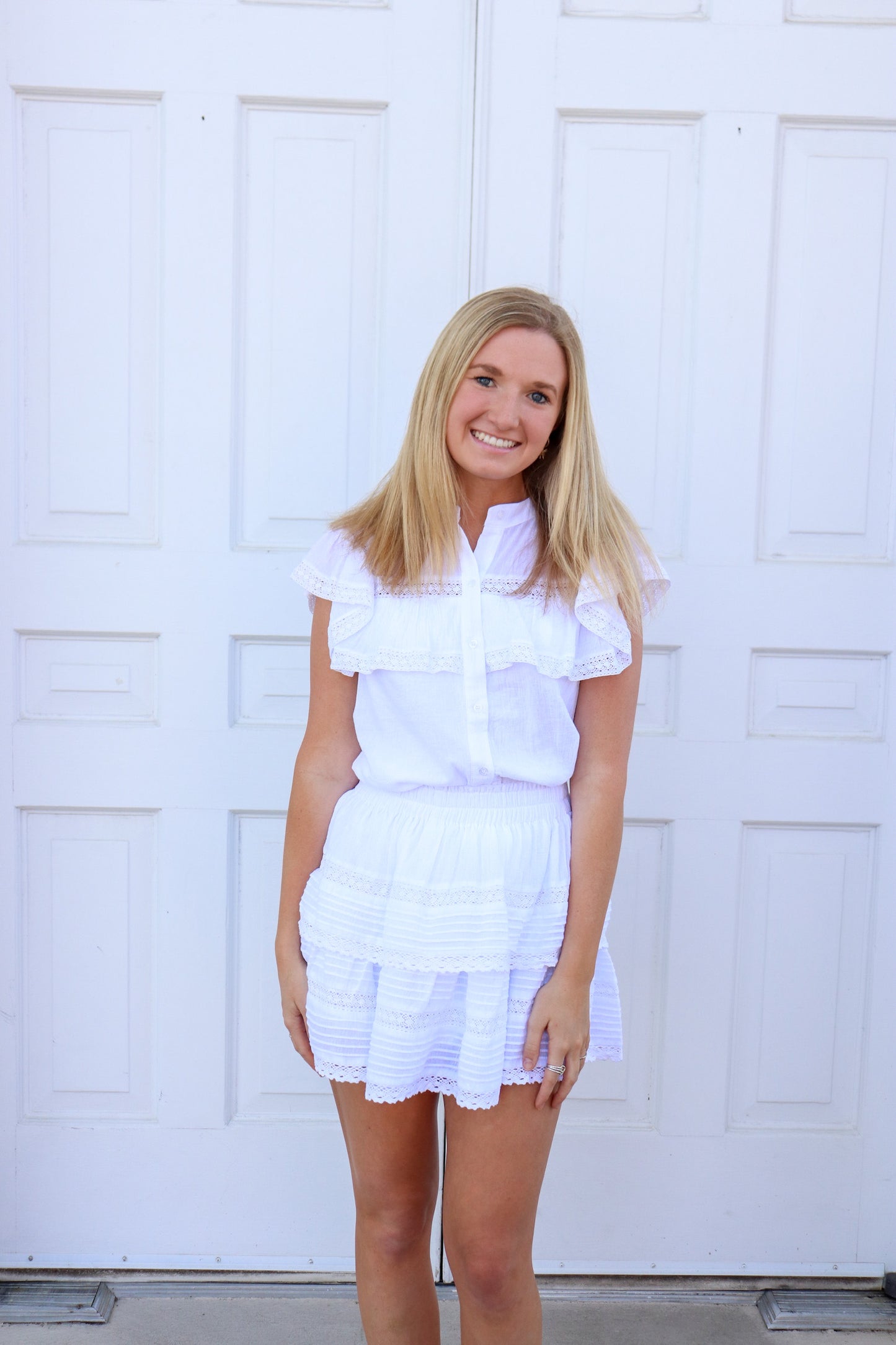 Lucy Ruffled Top in White